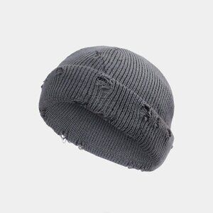 NWT Caps Apparel Brand: Ripped Fisherman Beanie - DARK GRAY